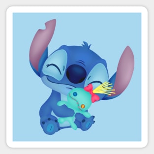 Cute Stitch Hugging Scrump Plush Doll Fanart Magnet